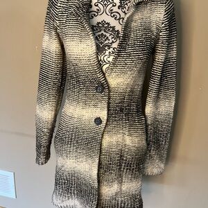 Lucky Brand Longline Knit Cardigan Coatigan XS Neutral Ombre Sweater